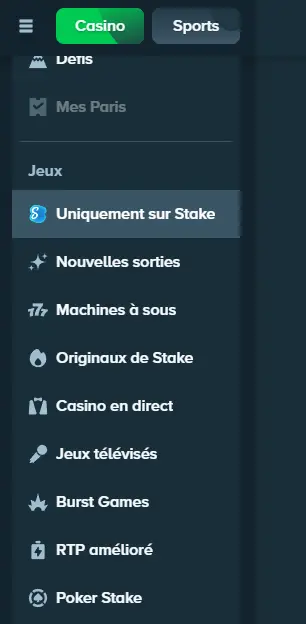 Bonus et promos STAKE CASINO
