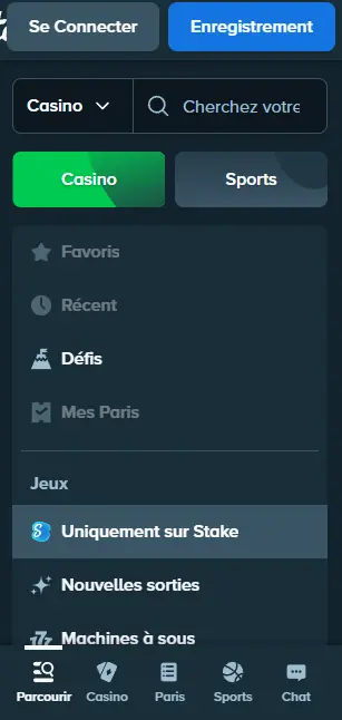 Accès via PWA ou navigateur STAKE CASINO
